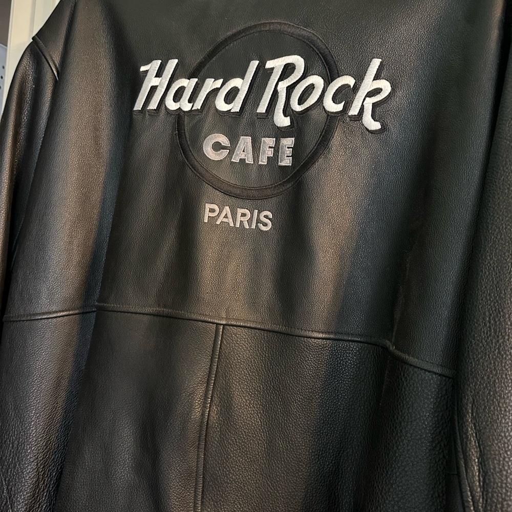 Vintage Hard Rock Cafe Black Leather Jacket Paris